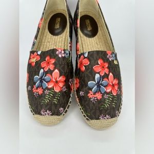 New!Michael Kors Womens Kendrick Slip-On Brown Floral signature logo size 9.5
